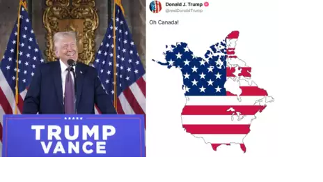കാനഡ യുഎസിന്റെ ഭാഗം! പുതിയ മാപ്പ് പുറത്തുവിട്ട് ട്രംപ്