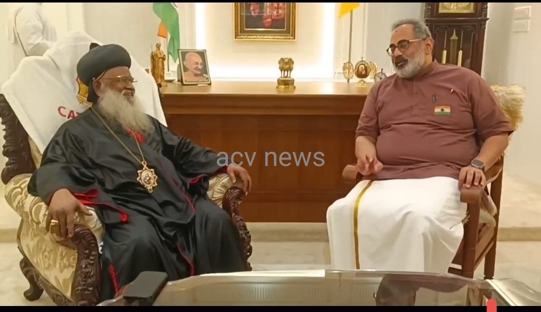 കോട്ടയം ദേവലോകത്ത് മലങ്കര ഓർത്തഡോക്സ് സഭാ ആസ്ഥാനം സന്ദർശിച്ച് ബിജെപി സംസ്ഥാന അധ്യക്ഷൻ രാജീവ് ചന്ദ്രശേഖർ