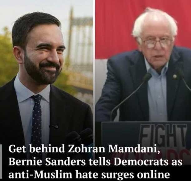 സോഹ്‌റാൻ മംദാനിയെ പിന്തുണയ്ക്കാൻ നേതാക്കളോട് ബെർണി സാൻഡേഴ്‌സ്