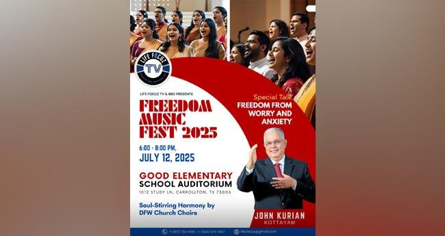 ഡാ​ള​സി​ൽ ഫ്രീ​ഡം മ്യൂ​സി​ക് ഫെ​സ്റ്റ് 12ന്