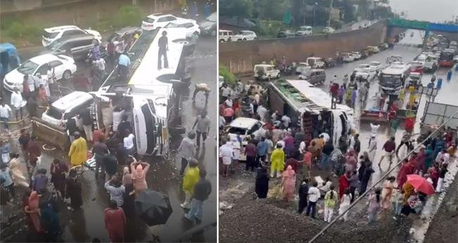 കു​റ്റി​പ്പു​റ​ത്ത് വി​വാ​ഹ പാ​ര്‍​ട്ടി സ​ഞ്ച​രി​ച്ച ടൂ​റി​സ്റ്റ് ബ​സ് മ​റി​ഞ്ഞ് അ​പ​ക​ടം; നി​ര​വ​ധി​പ്പേ​ര്‍​ക്ക് പ​രി​ക്ക്