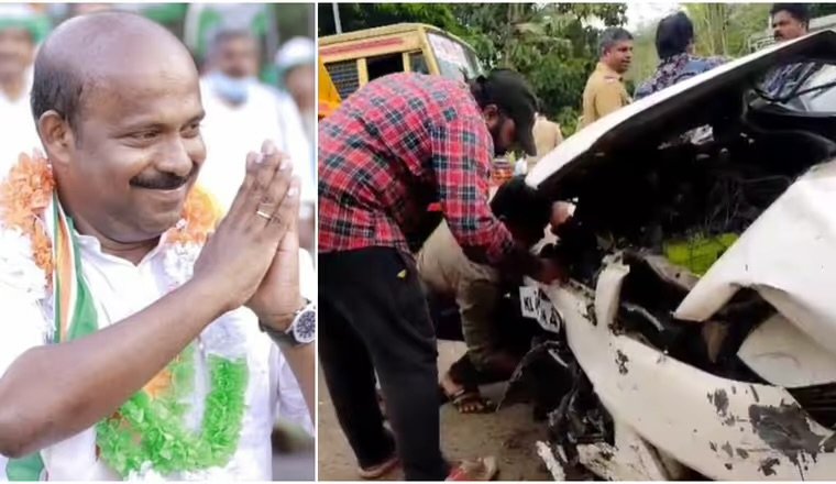കോൺഗ്രസ് നേതാവ് എം ലിജു സഞ്ചരിച്ച കാർ അടക്കം 3 വാഹനങ്ങൾ അപകടത്തിൽപ്പെട്ടു
