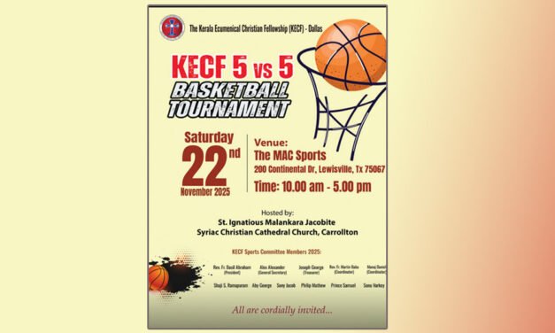 കെഇസിഎഫ് ഡാളസ് ബാസ്കറ്റ്ബോൾ ടൂർണമെന്റ് നവംബർ 22-ന്