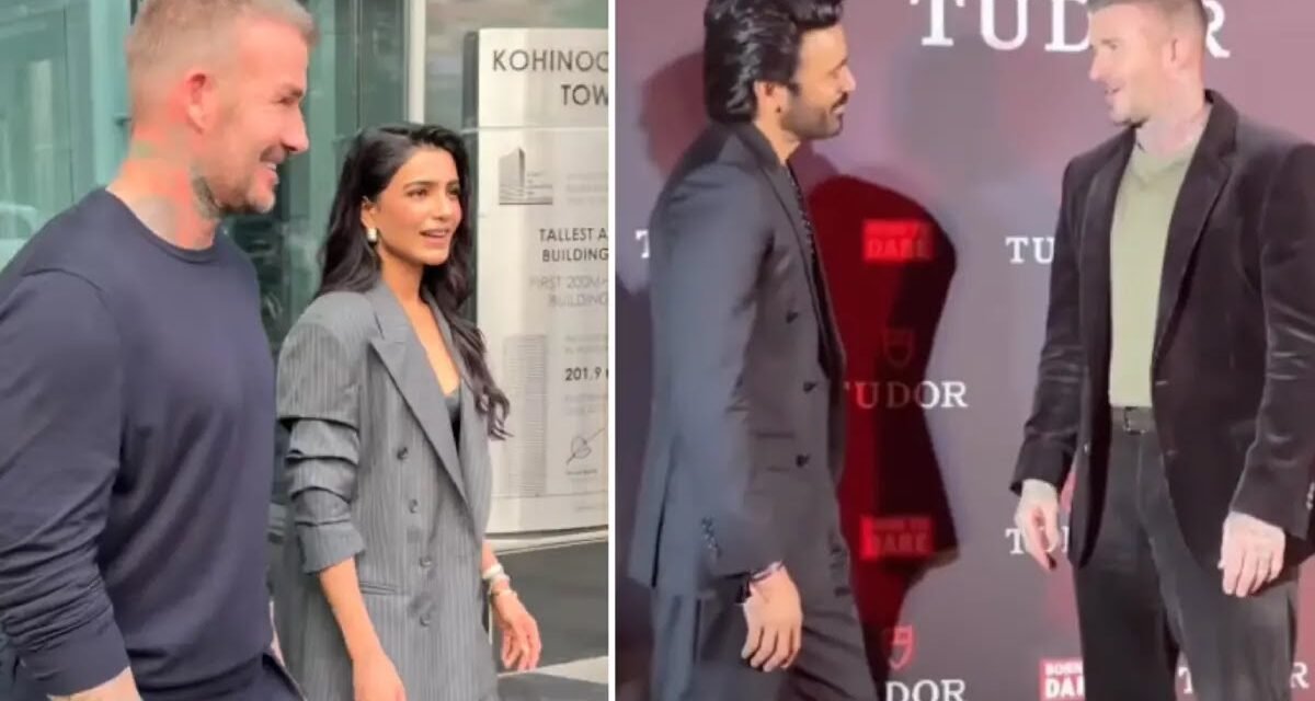 ഇന്ത്യ ഇത്രയേറെ ഇഷ്ടമാകുമെന്ന് കരുതിയില്ല, സാമന്തയെ ആലിംഗനം ചെയ്ത് ബെക്കാം, ധനുഷിനേയും കണ്ടു