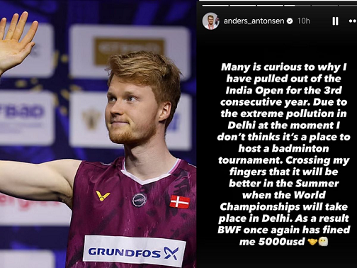 ഡൽഹി വായുമലിനീകരണം: ഇന്ത്യ ഓപ്പൺ ടൂർണമെന്റിൽനിന്ന് ആൻഡേഴ്‌സ് ആന്റൺസെൻ പിന്മാറി