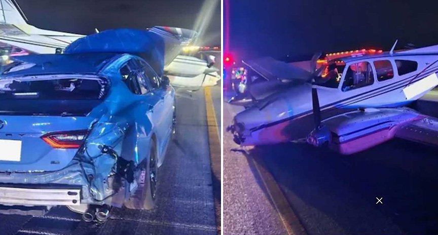 നടുറോഡിൽ‌ വിമാനത്തിന്‍റെ എമർജൻസി ലാൻഡിംഗ്; യാത്രക്കാർ രക്ഷപ്പെട്ടത് തലനാരിഴയ്ക്ക്