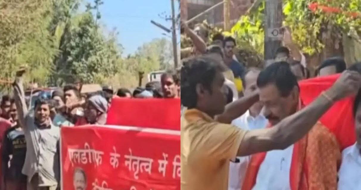 ഹിന്ദിയിൽ ബാനർ, മുദ്രാവാക്യം, ചുവന്ന ഷാൾ; MV ഗോവിന്ദന്റെ ജാഥയ്ക്ക് സ്വീകരണവുമായി അതിഥി തൊഴിലാളികൾ