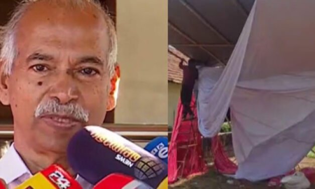 സ്ഥ​ലം ഉ​ട​മ​യെ സി​പി​എ​മ്മു​കാ​ര്‍ ഭീ​ഷ​ണി​പ്പെ​ടു​ത്തി; വി. ​കു​ഞ്ഞി​കൃ​ഷ്ണ​ന്‍റെ തെ​ര​ഞ്ഞെ​ടു​പ്പ് ക​മ്മി​റ്റി ഓ​ഫീ​സ് പൊ​ളി​ച്ചു