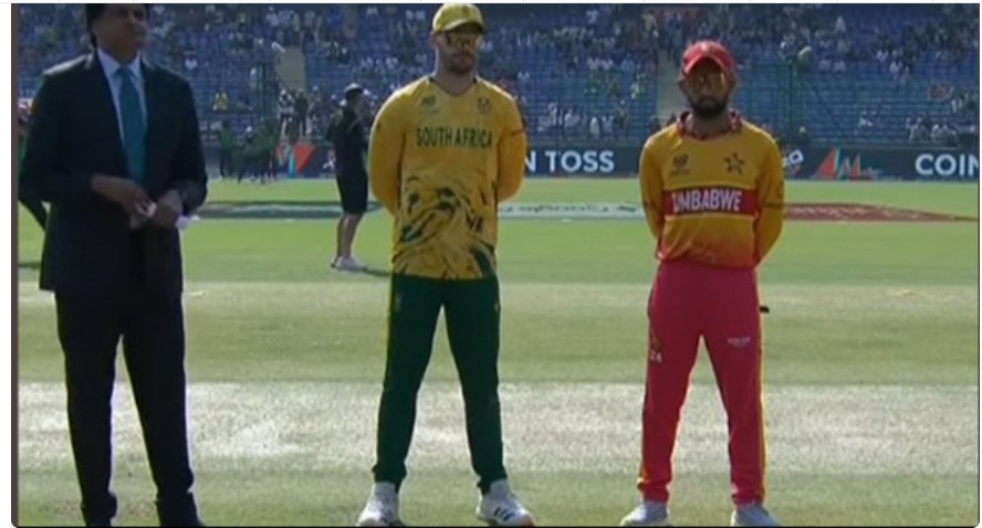 ടി20 ​ലോ​ക​ക​പ്പ്: ദ​ക്ഷി​ണാ​ഫ്രി​ക്ക​യ്ക്കെ​തി​രെ ടോ​സ് നേ​ടി സിം​ബാ​ബ്‌​വെ