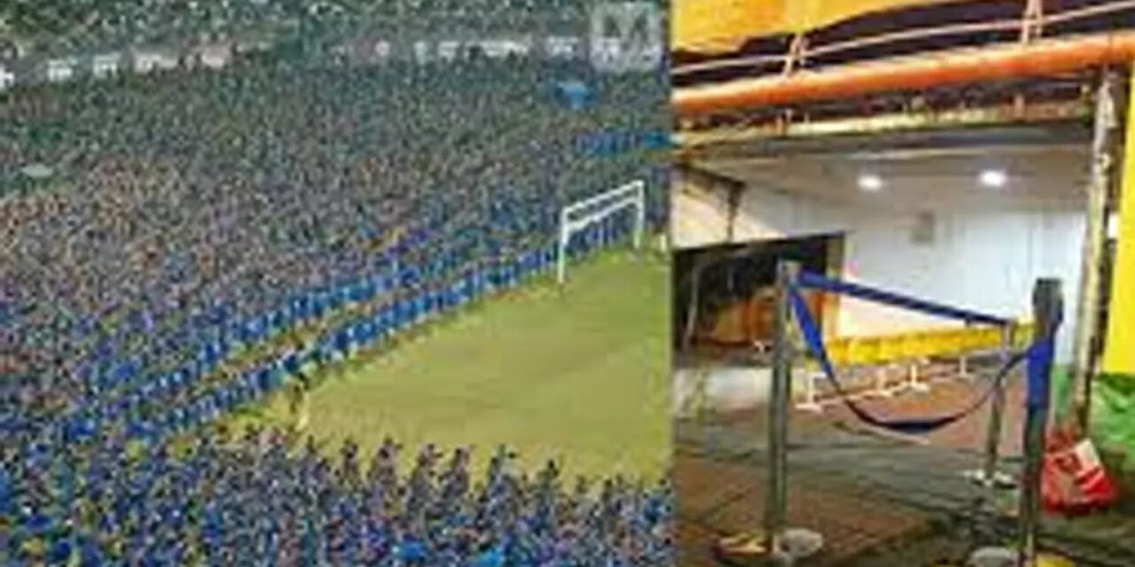 കലൂർ സ്റ്റേഡിയത്തിന്‍റെ ഗേറ്റ് തകർന്നുവീണു; ഓട്ടോയാത്രികർ തലനാരിഴക്ക് രക്ഷപ്പെട്ടു