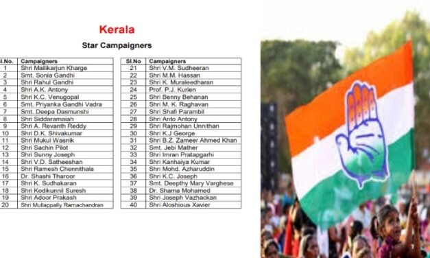 കേരള നിയമസഭാ തിരഞ്ഞെടുപ്പ് ; താരപ്രചാരകരെ പ്രഖ്യാപിച്ച് കോൺഗ്രസ്, സീറ്റ് ലഭിക്കാതിരുന്ന ജോസഫ് വാഴക്കനും അലോഷ്യസ് സേവ്യറും പട്ടികയിൽ