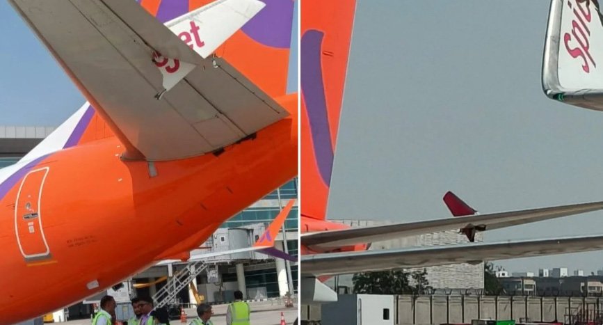 ഡ​ൽ​ഹി വി​മാ​ന​ത്താ​വ​ള​ത്തി​ൽ വി​മാ​ന​ങ്ങ​ൾ കൂ​ട്ടി​യി​ടി​ച്ച് അ​പ​ക​ടം