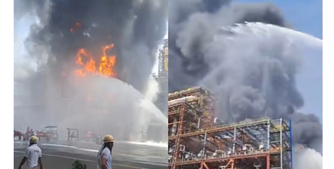 പ്രധാനമന്ത്രി നരേന്ദ്ര മോദി ഉദ്ഘാടനം ചെയ്യാനിരുന്ന റിഫൈനറിയിൽ വൻതീപ്പിടിത്തം