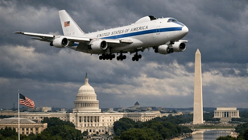 ലോകാവസാനത്തിന്റെ വിമാനം പറന്നുയർന്നു; ആണവ യുദ്ധത്തിന്റെ കമാൻഡ് സെന്ററിന് മുകളിൽ ‘ഡൂംസ്‌ഡേ പ്ലെയിൻ’