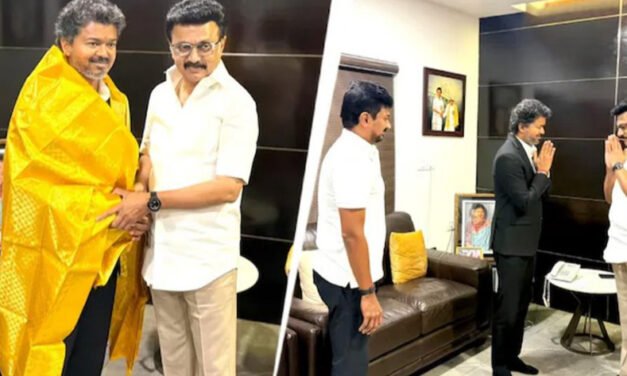 ച​രി​ത്ര വി​ജ​യ​ത്തി​ന് ശേ​ഷം വി​ജ​യ് സ്റ്റാ​ലി​നെ സ​ന്ദ​ർ​ശി​ച്ചു; ചെ​ന്നൈ​യി​ൽ ‘സൗ​ഹൃ​ദ സം​ഗ​മം’