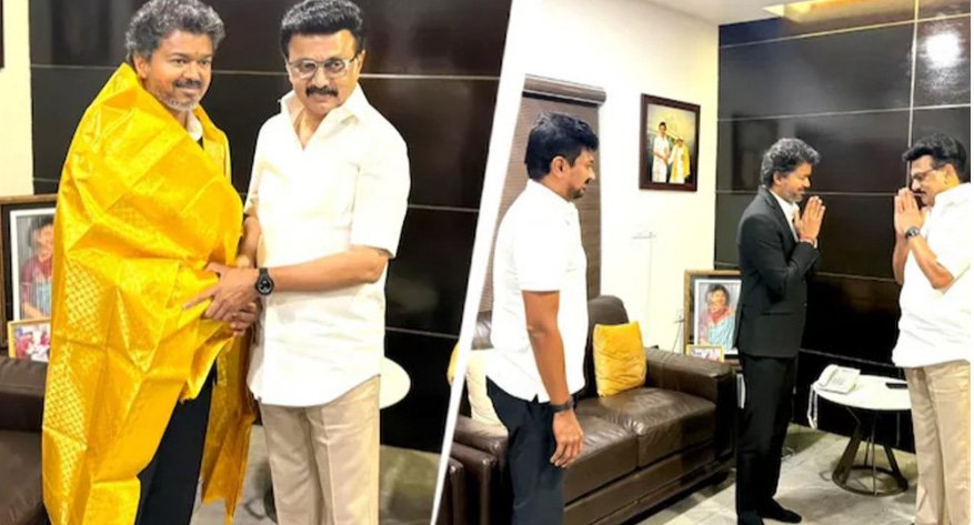 ച​രി​ത്ര വി​ജ​യ​ത്തി​ന് ശേ​ഷം വി​ജ​യ് സ്റ്റാ​ലി​നെ സ​ന്ദ​ർ​ശി​ച്ചു; ചെ​ന്നൈ​യി​ൽ ‘സൗ​ഹൃ​ദ സം​ഗ​മം’