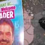 കെപിസിസി ആസ്ഥാനത്തിന് മുന്നിലെ കെ സി വേണുഗോപാലിന്‍റെ ഫ്ലക്സ് ബോർഡിൽ കരിഓയിൽ ഒഴിച്ചു