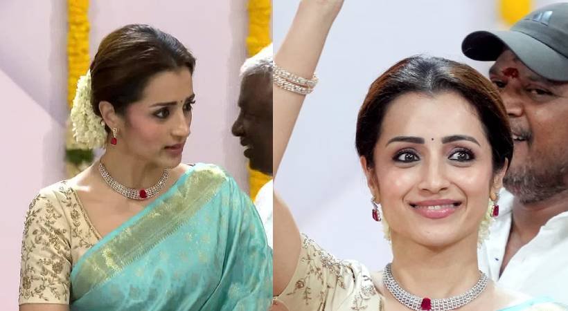 നീല സിൽക്ക് സാരി, മുല്ലപ്പൂ; സത്യപ്രതിജ്ഞാ ചടങ്ങിൽ തൃഷയുടെ സർപ്രൈസ് എൻട്രി