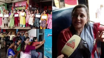 സൗജന്യ യാത്ര വൈകുന്നു; കെഎസ്ആർടിസി ബസിൽ കയറി ടിക്കറ്റെടുക്കാതെ മഹിള മോർച്ച പ്രതിഷേധം