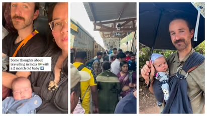 രണ്ട് മാസം പ്രായമുള്ള കുഞ്ഞുമായി ട്രെയിൻ യാത്ര; ഇന്ത്യൻ റെയിൽവേയെ അഭിനന്ദിച്ച് ബ്രിട്ടീഷ് ദമ്പതികൾ, വീഡിയോ