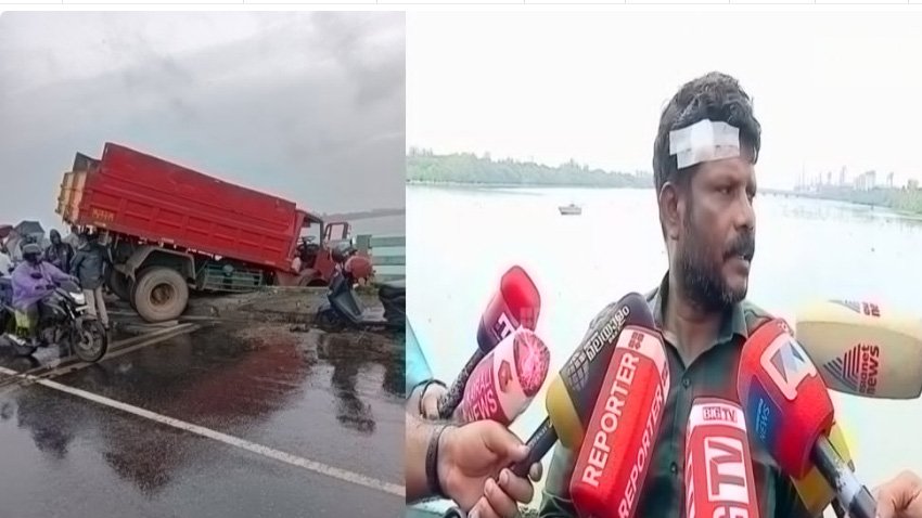 തേ​വ​ര പാ​ല​ത്തി​ലെ അ​പ​ക​ടം: ലോ​റി മ​റി​ഞ്ഞി​ട്ട് മൂ​ന്നു മ​ണി​ക്കൂ​ർ, ക്രെ​യ്ൻ എ​ത്തി​യി​ല്ല