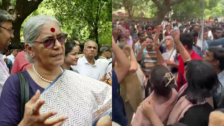 സിജെപി പ്രതിഷേധത്തിനിടെ ആനി രാജയ്ക്ക് നേരെ കൈയേറ്റം